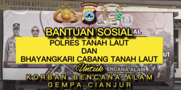 Peduli Korban Gempa Cianjur, Polres Tanah Laut dan Bhayangkari Kirimkan Bantuan