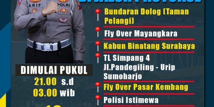 Rekayasa Lalu Lintas Polrestabes Surabaya Sambut Malam Tahun Baru 2023
