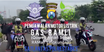 Kampanyekan Program Pemerintah Go Green, Sat Lantas Polrestabes Surabaya Kawal GAS RAMLI