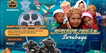 Sat Lantas Surabaya Bersama HDCI Nonton Bareng dan Buka Bersama 400 Anak Yatim