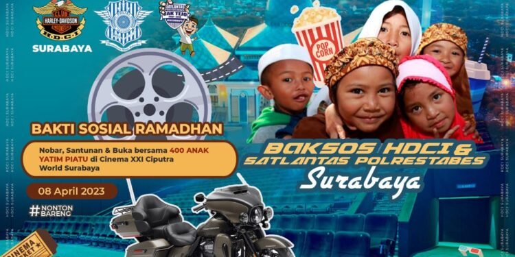 Sat Lantas Surabaya Bersama HDCI Nonton Bareng dan Buka Bersama 400 Anak Yatim