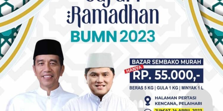 Safari Ramadhan 2023, Kementerian BUMN Gelar Bazar Sembako Murah Di Kabupaten Pelaihari