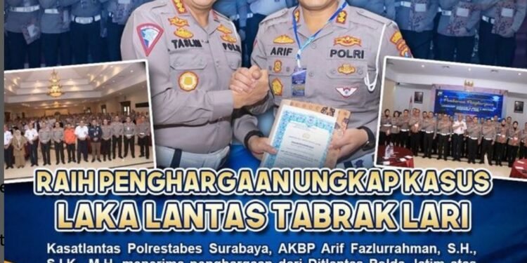Ungkap Kasus Tabrak Lari, Kasat Lantas Polrestabes Surabaya Raih Penghargaan