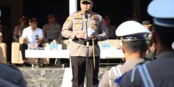 Kapolres Tanah Laut Pimpin Apel Gelar Pasukan Dalam Rangka Operasi Patuh Intan 2023