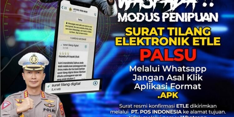 Waspada modus penipuan! Surat tilang elektronik ETLE palsu melalui whatsapp Dan APK