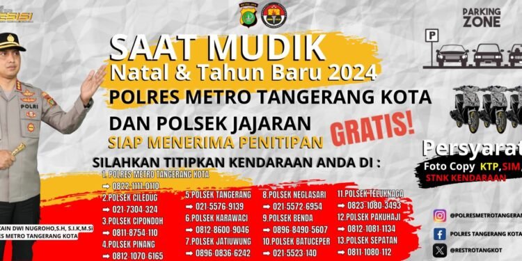 Aman Saat Mudik Natal dan Tahun Baru 2024, Polres Metro Tangerang Kota Buka Layanan Titip Kendaraan Gratis