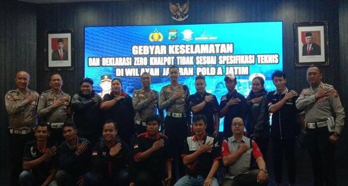 Ditlantas Polda Jatim- Polresta Malang Kota Deklarasi Zero Knalpot Brong Gandeng Komunitas Otomotif