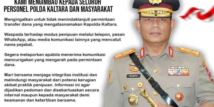 Waspada Penipuan Catut Nama Kapolda Kaltara, Polda Imbau Masyarakat Tidak Tertipu